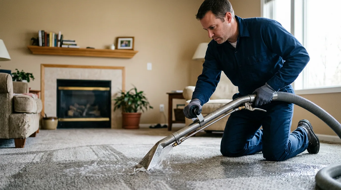 Water damage restoration technician working near Bridgeport, WA